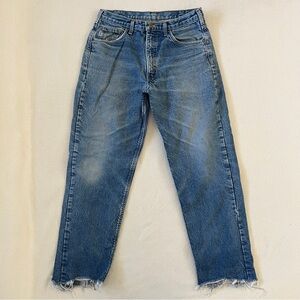 Carhartt M Vintage Distressed Flannel Lined Work Wear Denim Frayed Cut Hem Jeans